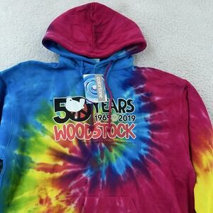 2019‎ Woodstock Hoodie Sweatshirt Size Medium Tie Dye Rainbow Graphic 50 Years